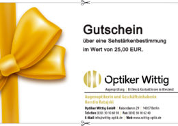 Einen Gutschein über eine Sehstärkenbestimmung im Wert von 25,00 EUR.